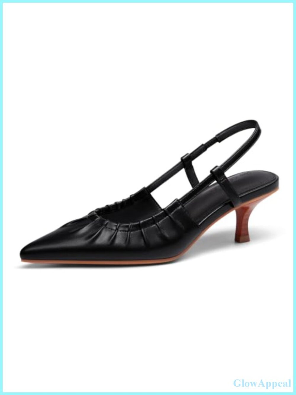 Slingback Kitten Heels Pointed Toe Slip On Pleated Dress Shoes